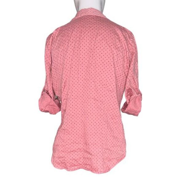 New York & Co size XS half button down polka dot shirt - Picture 3 of 8